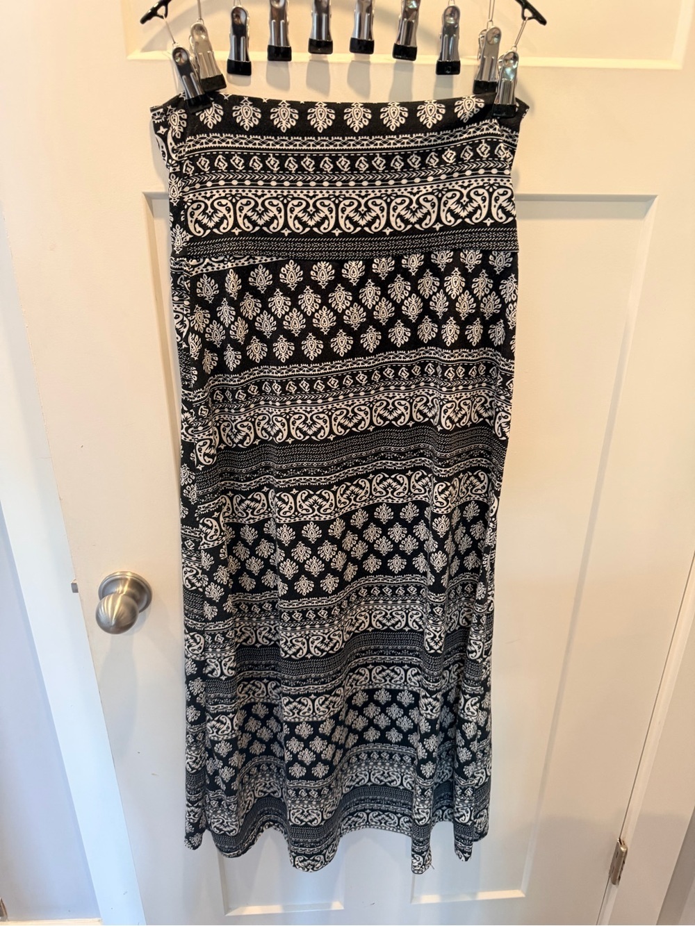 Urban Coco Strapless Boho Maxi Dress Black White Paisley Print Size Medium
